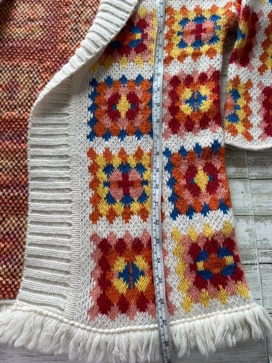 Simons Multicolor Knit Cardigan with Fringe Trim - Picture 4 of 6